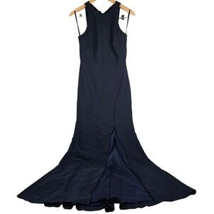 Dessy Collection Midnight Blue Bow Back Mermaid Evening Gown Dress 4 Style 3084S